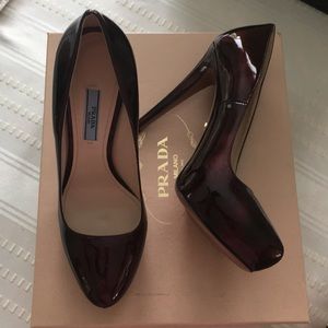 BNIB Prada Wine Red Pumps 39.5